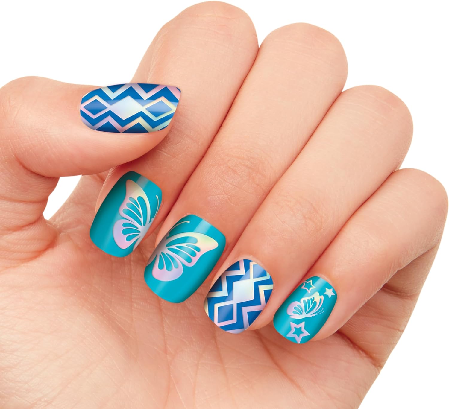 Shimmer & Sparkle 65610 Shimmer N Sparkle Trendy Tips Expressions Press on Nails with Stickers and gems, Multicolour