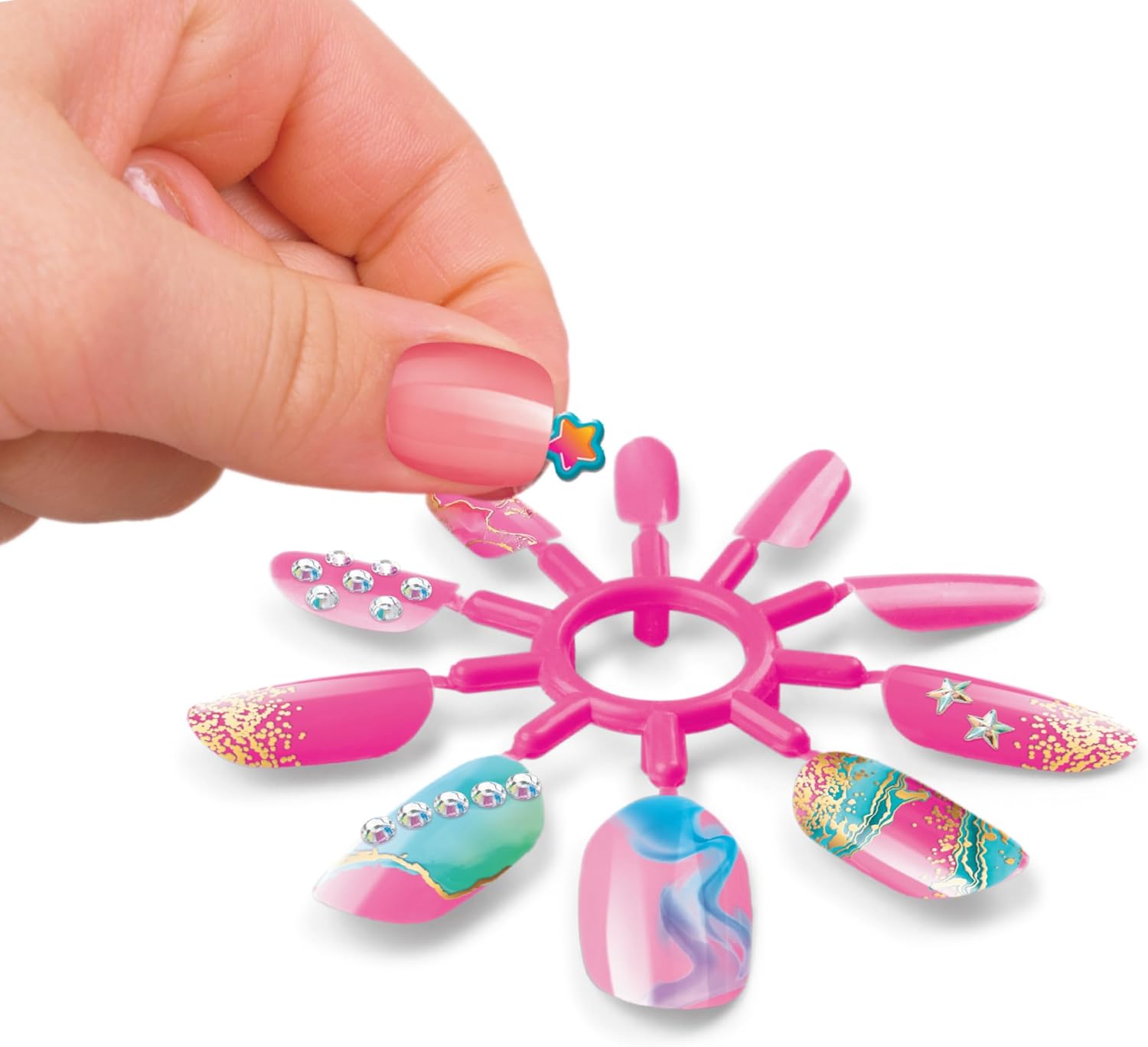 Shimmer & Sparkle 65610 Shimmer N Sparkle Trendy Tips Expressions Press on Nails with Stickers and gems, Multicolour