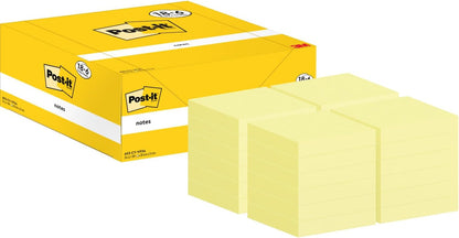 Post-it Foglietti Canary Yellow, Confezione da 18 blocchetti + 6 GRATIS, 100 Fogli per blocco, 38 mm x 51 mm, Colore Giallo - Foglietti Adesivi Fogli Adesivi per Appunti, Elenchi & Promemoria