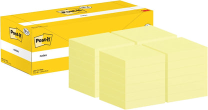 Post-it Foglietti Canary Yellow, Confezione da 18 blocchetti + 6 GRATIS, 100 Fogli per blocco, 76 mm x 76 mm, Colore Giallo - Foglietti Adesivi Fogli Adesivi per Appunti, Elenchi & Promemoria