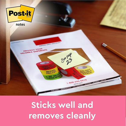 Post-it Notes Canary Yellow, Promo Pack 18 + 6 Free Pads, 100 Sheets per Pad, 76 mm x 127 mm, Yellow Color - Self-Stick Notes for Note Taking, to Do Lists & Reminders