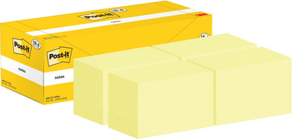Post-it Notes Canary Yellow, Promo Pack 18 + 6 Free Pads, 100 Sheets per Pad, 76 mm x 127 mm, Yellow Color - Self-Stick Notes for Note Taking, to Do Lists & Reminders