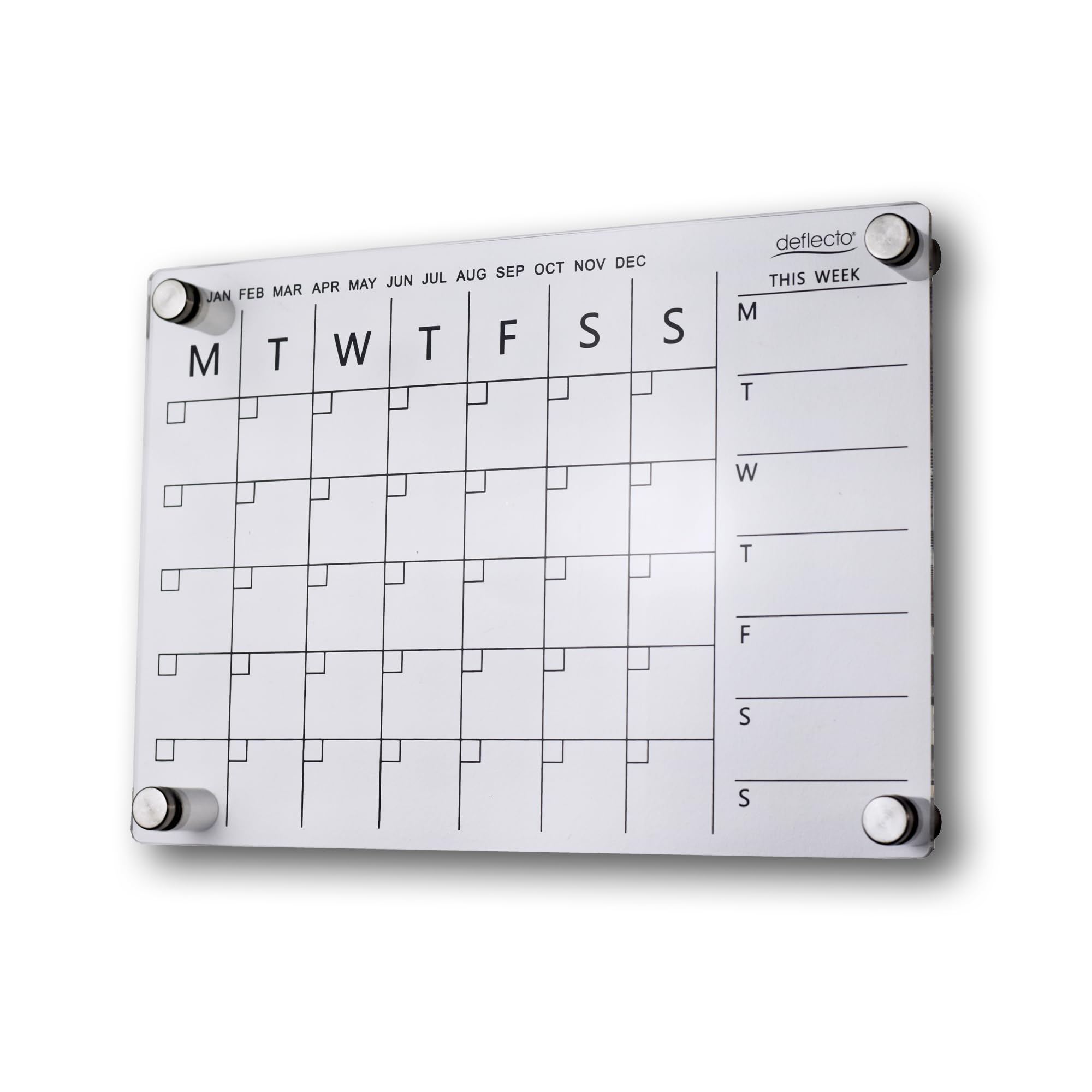 Deflecto A3 Wall Mounting System Acrylic Weekly/Monthly Planner 42cm x 29.7cm, ideal for Activities, Reminders, Homework, Meal Planning.