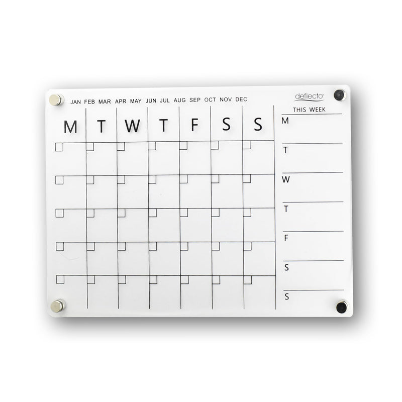 Deflecto A4 Acrylic Weekly/Monthly Planner Magnetic Mounting System 29.7cm x 21cm, ideal for Activities, Reminders, Homework, Meal Planning.