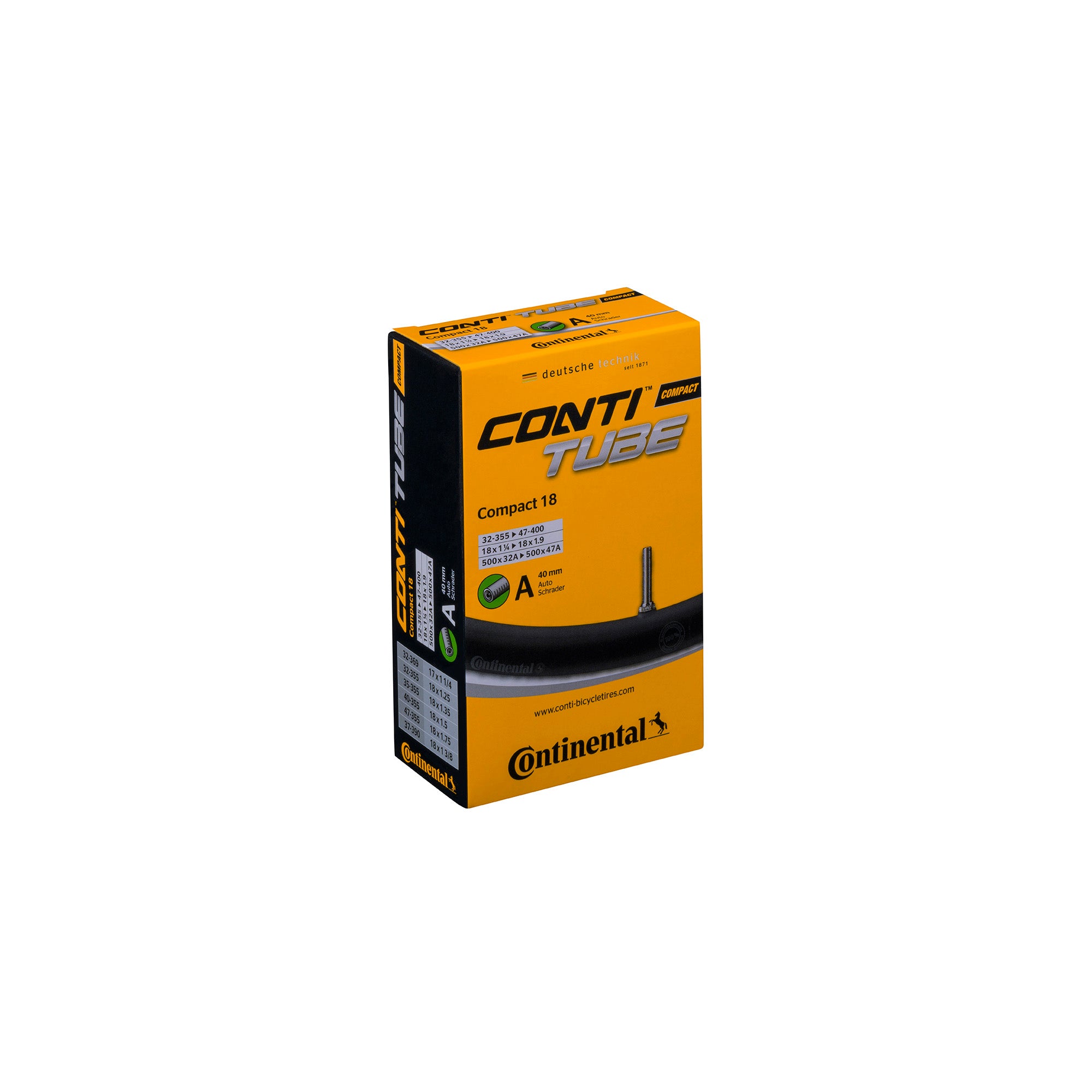 Continental Compact Tube Schrader 40Mm Valve Black 18"