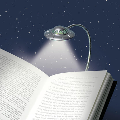 IF The UFO Book Light - Retro Style, Spaceship Reading Light with Adjustable LED Brightness