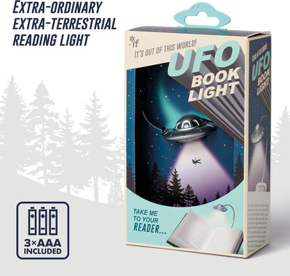 IF The UFO Book Light - Retro Style, Spaceship Reading Light with Adjustable LED Brightness