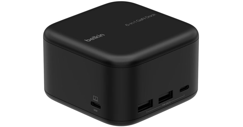 Belkin Connect USB-C Dock 6-in-1 Core GaN, 130W, Multiport Docking Station with 96W PD to Peripherals, USB-C, USB-A, Gigabit Ethernet, & HDMI 4K Ports for Gaming, MacBook Pro, PC Laptops, & Chromebook