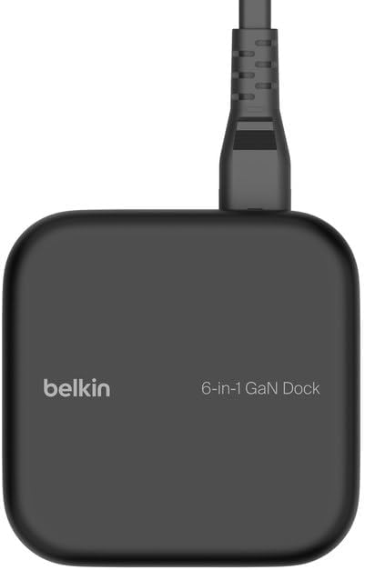 Belkin Connect USB-C Dock 6-in-1 Core GaN, 130W, Multiport Docking Station with 96W PD to Peripherals, USB-C, USB-A, Gigabit Ethernet, & HDMI 4K Ports for Gaming, MacBook Pro, PC Laptops, & Chromebook
