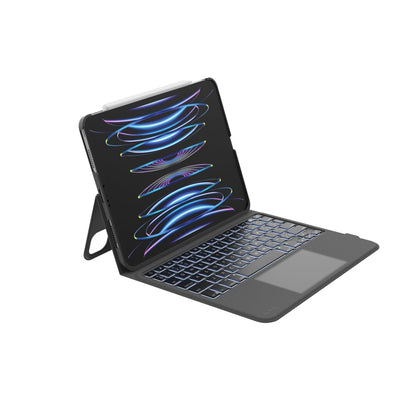 Belkin Funda con teclado para iPad de uso diario con soporte, teclado Bluetooth retroiluminado, controles multigestos, almacenamiento magnético para Apple Pencil QWERTY, teclas multimedia para iPad