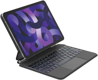 Belkin - Funda para teclado Pro iPad con soporte magnético, teclado Bluetooth retroiluminado, controles multigestos, almacenamiento Apple Pencil, funda de piel, QWERTY, teclas multimedia para iPad Air