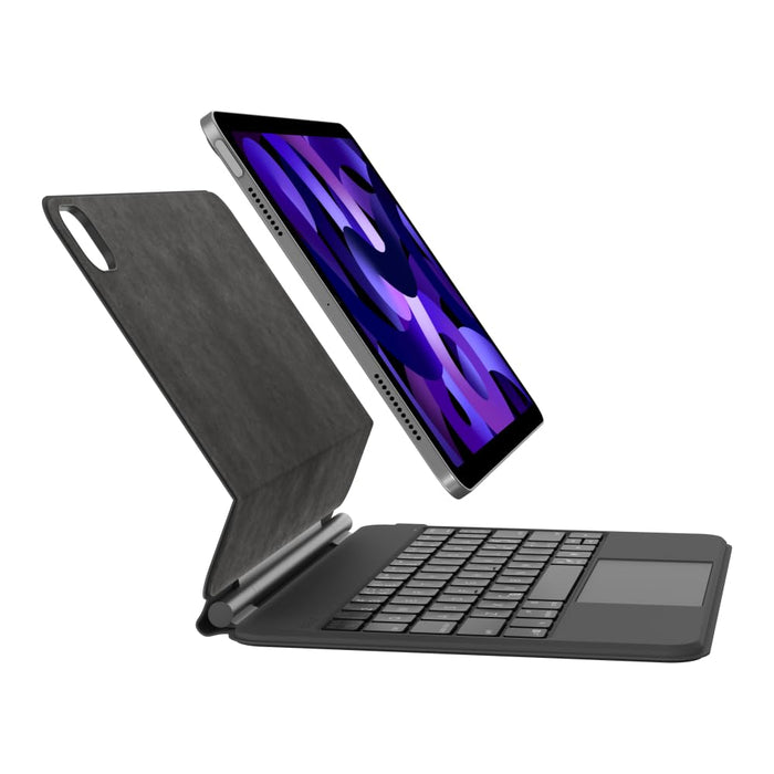 Belkin - Funda para teclado Pro iPad con soporte magnético, teclado Bluetooth retroiluminado, controles multigestos, almacenamiento Apple Pencil, funda de piel, QWERTY, teclas multimedia para iPad Air