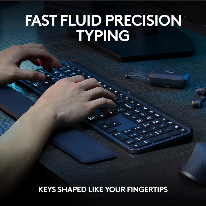 Logitech MX Keys S COMBO - Performance Wireless Keyboard and Mouse with Palm Rest, Customisable Illumination, Fast Scrolling, Bluetooth, USB C, Windows, Linux, Chrome, Mac, QWERTY UK Layout
