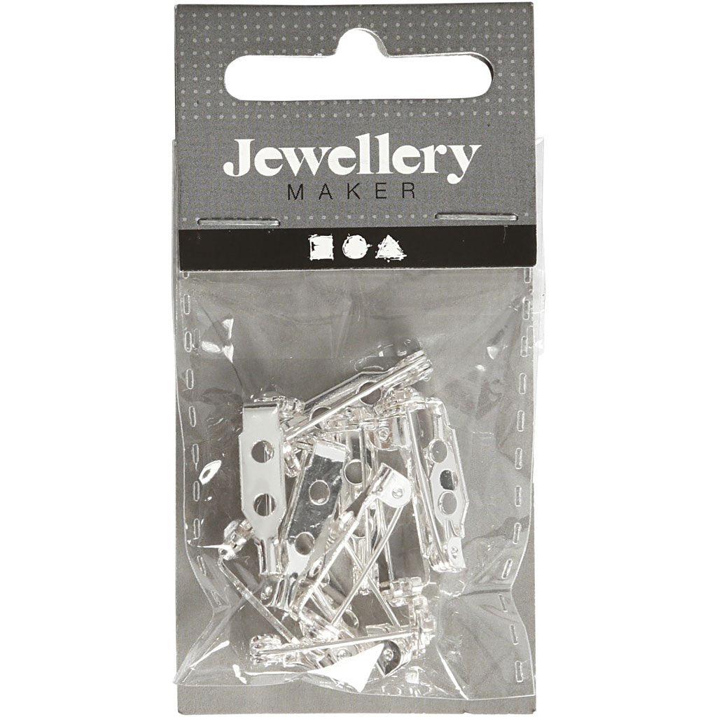 Creativ Company 600700 10-Piece Silver-Plated Brooch Backs