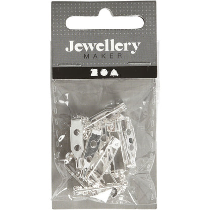 Creativ Company 600700 10-Piece Silver-Plated Brooch Backs