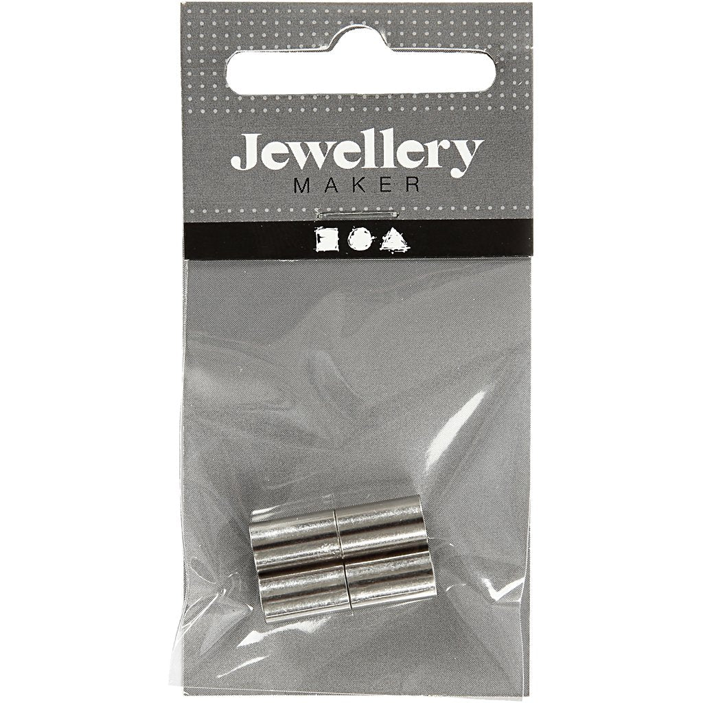 Magnetic Clasp, L: 20 mm, hole size 5 mm, silver-plated, SP, 2pcs