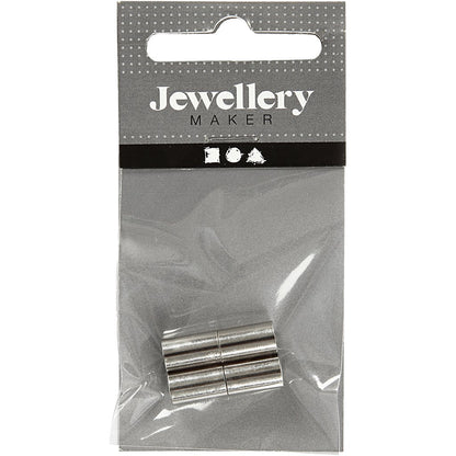 Magnetic Clasp, L: 20 mm, hole size 5 mm, silver-plated, SP, 2pcs