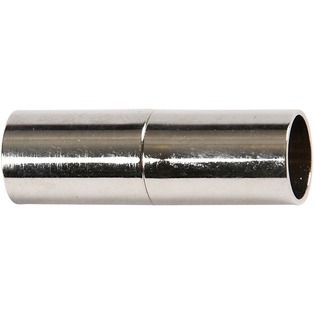 Magnetic Clasp, L: 23 mm, hole size 6 mm, silver-plated, SP, 2pcs