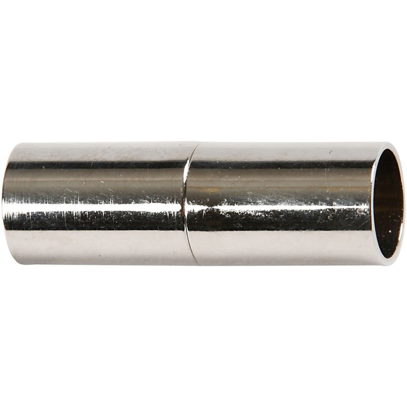 Magnetic Clasp, L: 23 mm, hole size 6 mm, silver-plated, SP, 2pcs