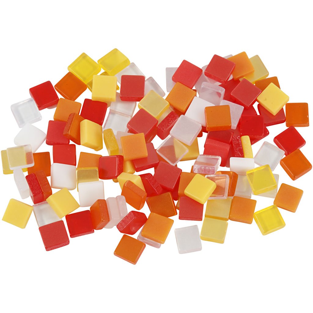Mini Mosaic, size 5x5 mm, red/orange harmony, 25g