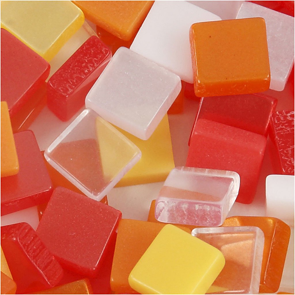 Mini Mosaic, size 5x5 mm, red/orange harmony, 25g