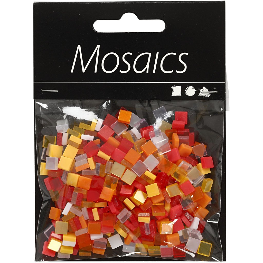 Mini Mosaic, size 5x5 mm, red/orange harmony, 25g