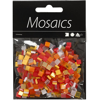 Mini Mosaic, size 5x5 mm, red/orange harmony, 25g
