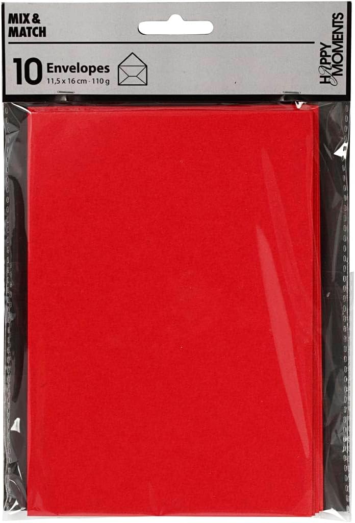 Creativ Company 217013 Briefumschläge rot (C6 (114 x 162 mm), rot, 160 mm, 11,5 cm, 110 g