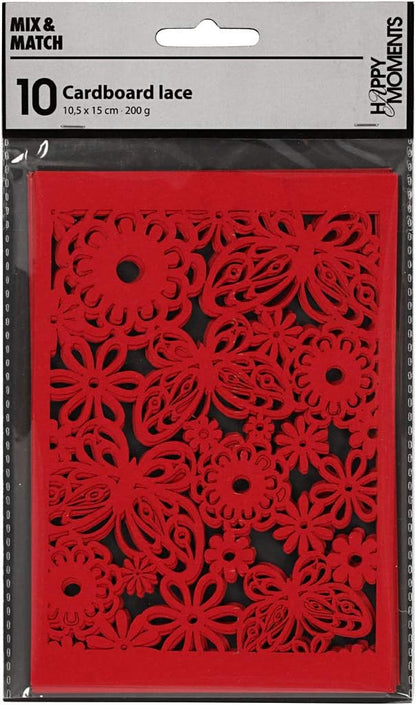 Karton Mit Spitze Blatt 105x15 Cm 200 G 10 Stck. Rot