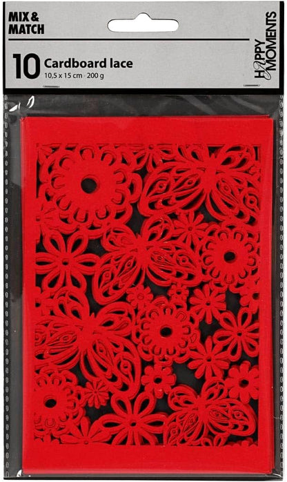 Karton Mit Spitze Blatt 105x15 Cm 200 G 10 Stck. Rot