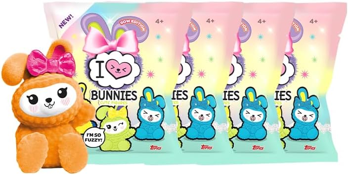 Topps New! I Love Bunnies (Bow Edition) - Multipack - contains 4 packets of Bunny figurines. Each packet contains a Bunny figure plus 4 trading cards.