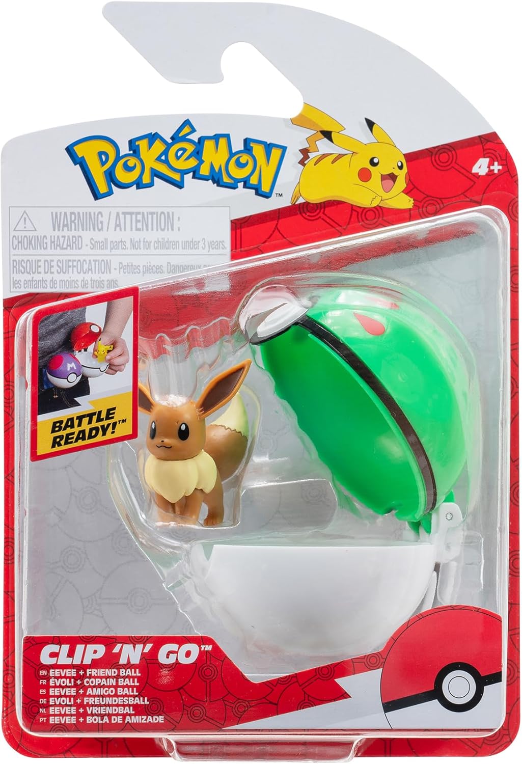 Pokémon Clip ‘N’ Go Eevee and Friend Ball - Includes 2-Inch Battle Figure and Friend Ball Accessory