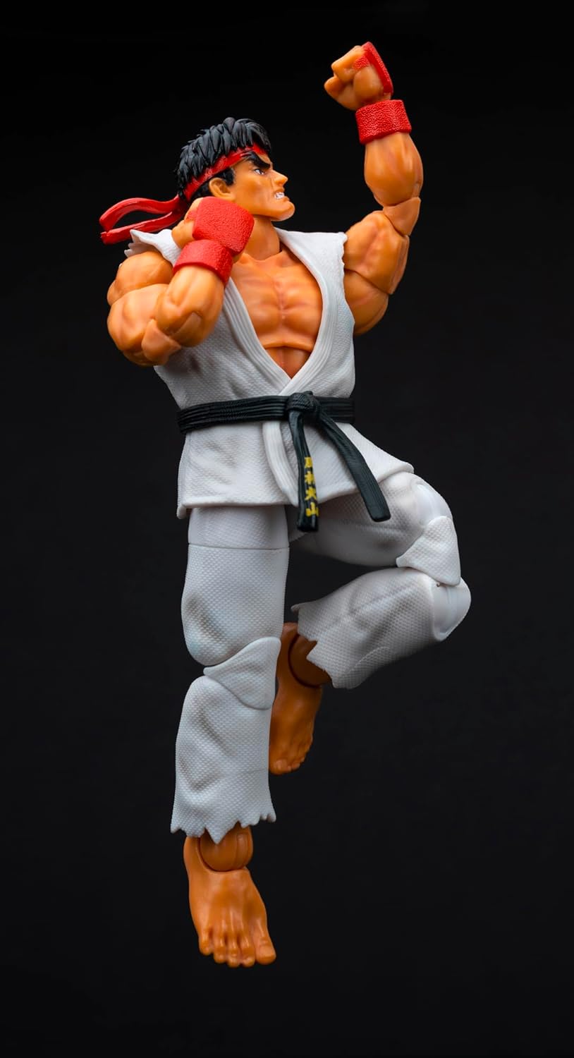 Jada - Street Fighter II Ryu, Articulated Figure 15 cm, with Interchangeable Hands and Head, Accessories and 20 Articulated Points (253252025)