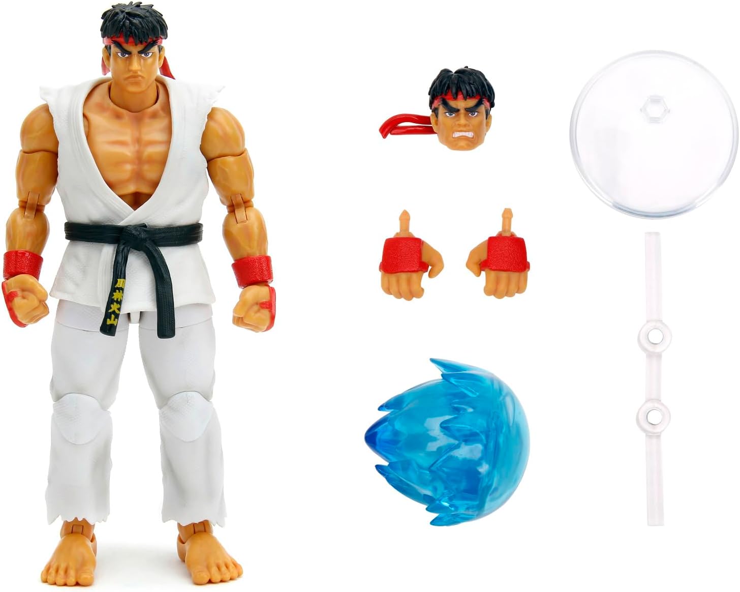 Jada - Street Fighter II Ryu, Articulated Figure 15 cm, with Interchangeable Hands and Head, Accessories and 20 Articulated Points (253252025)