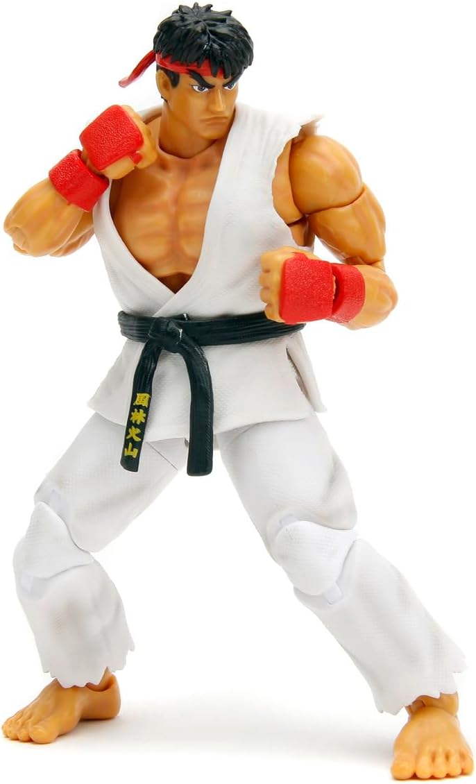 Jada - Street Fighter II Ryu, Articulated Figure 15 cm, with Interchangeable Hands and Head, Accessories and 20 Articulated Points (253252025)