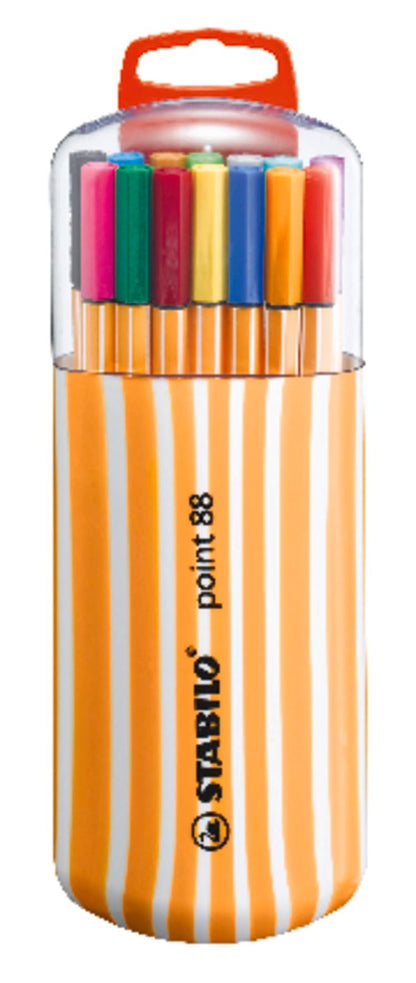Fineliner - STABILO point 88 - Zebrui Case - 20 pcs - Assorted Colours - with hanging tab