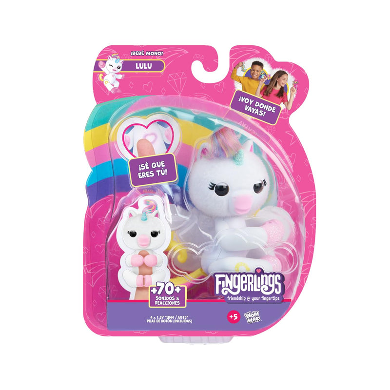 Bizak Fingerlings Unicorn Lulu with 70+ Sounds and Reactions, Styling Fur, Glitter Paws and Her Own Personality (61850005)