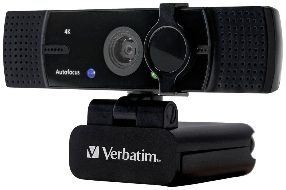 Verbatim Webcam with Dual Microphone, External Camera for Computer or Laptop with Ultra HD 4K Auto Focus, Rotating 360° for Video Calls in Home Office or Streaming Cam