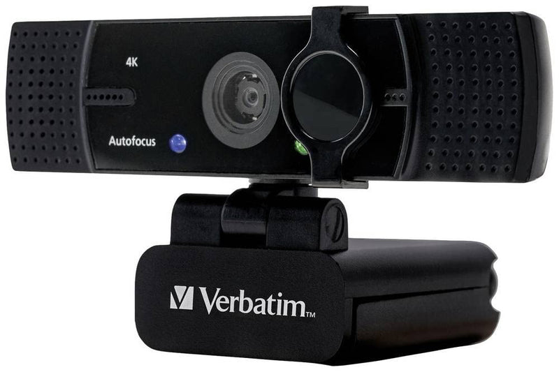 Verbatim Webcam with Dual Microphone, External Camera for Computer or Laptop with Ultra HD 4K Auto Focus, Rotating 360° for Video Calls in Home Office or Streaming Cam