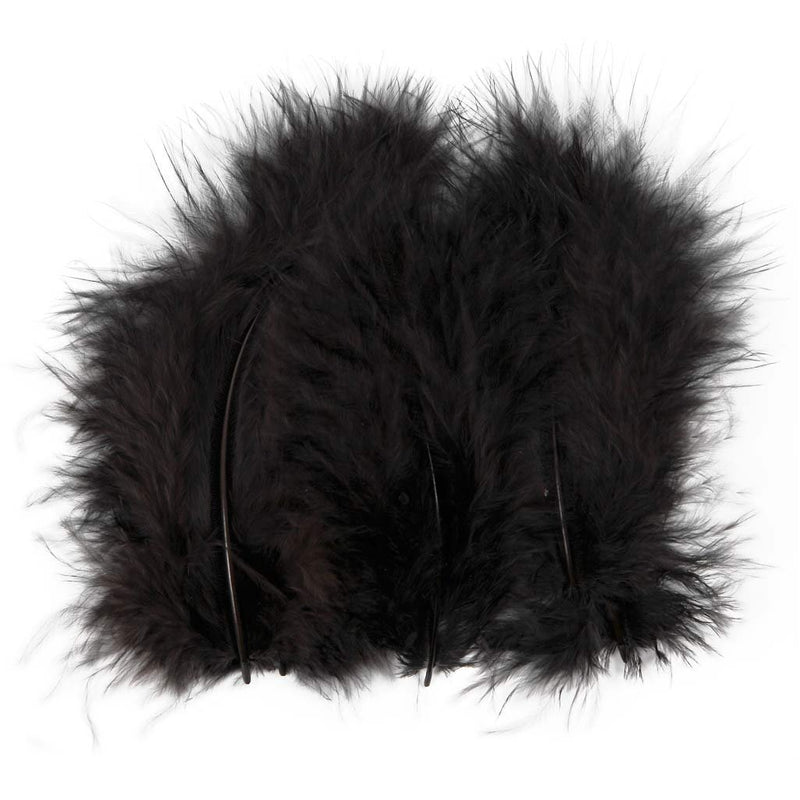 Feathers, size 5-12 cm, black, 15pcs