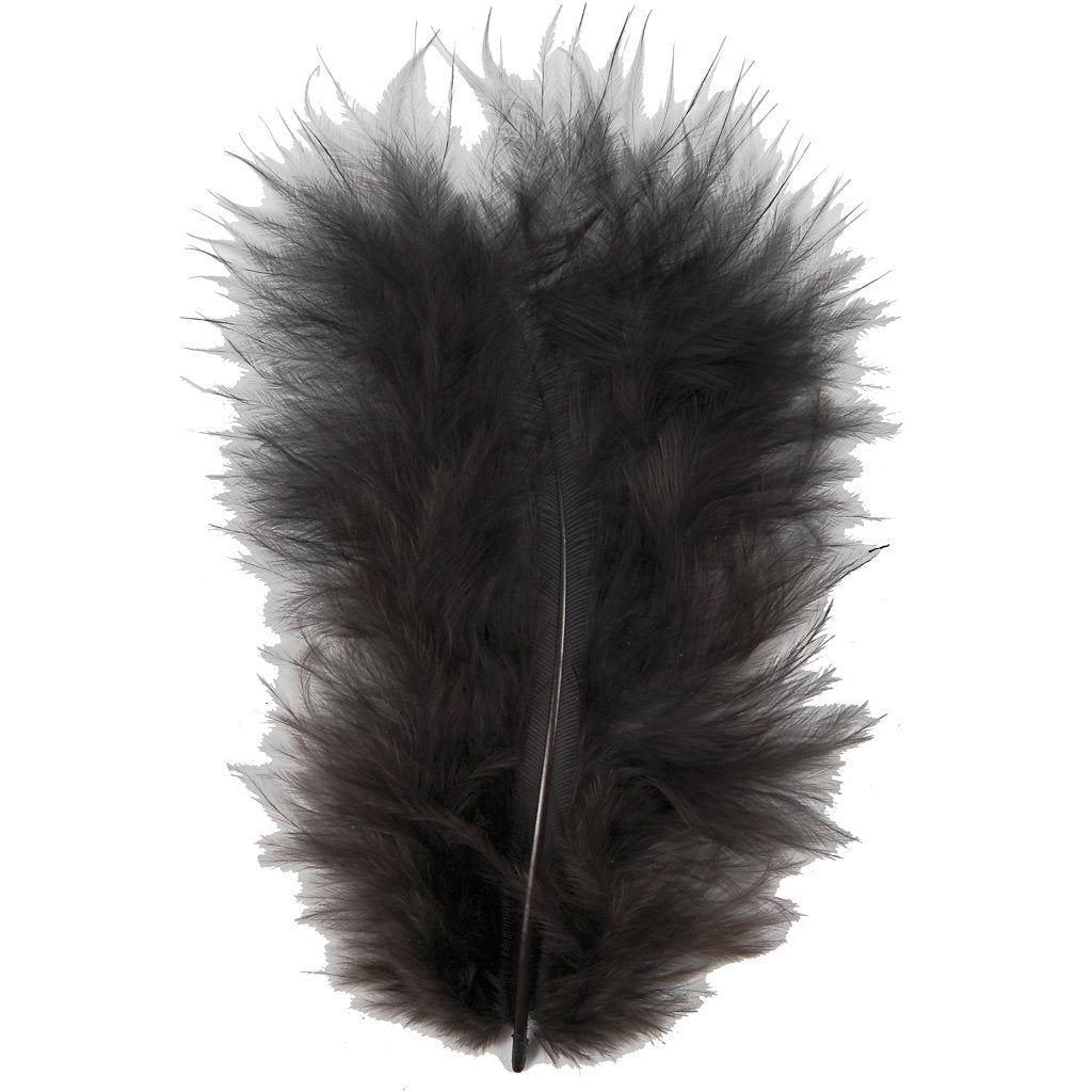 Feathers, size 5-12 cm, black, 15pcs