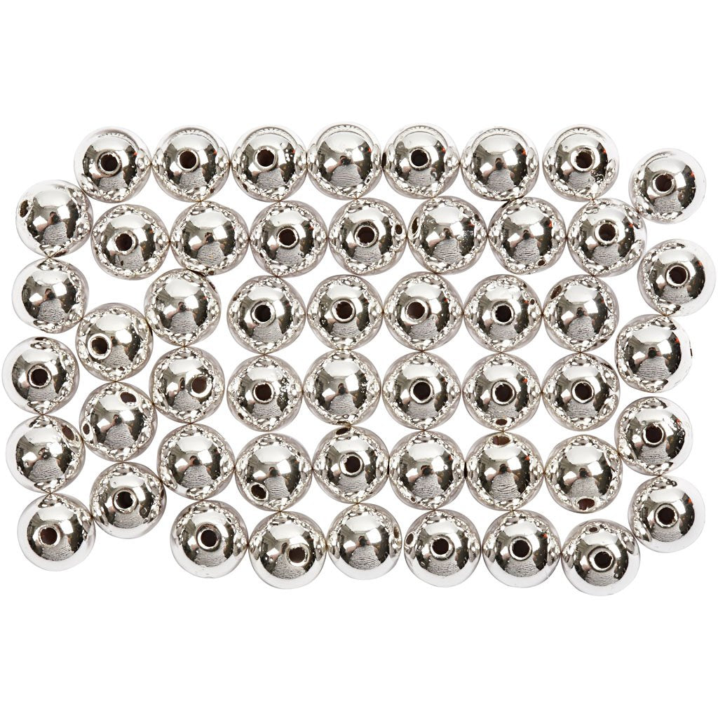 Wax Beads, D: 5 mm, silver, 100pcs