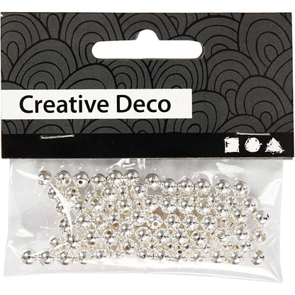 Wax Beads, D: 5 mm, silver, 100pcs