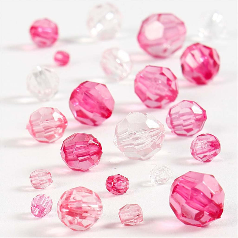 Creativ Company 618841 45-Piece Faceted Bead Mix, Pink Harmony