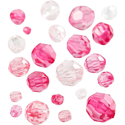 Creativ Company 618841 45-Piece Faceted Bead Mix, Pink Harmony