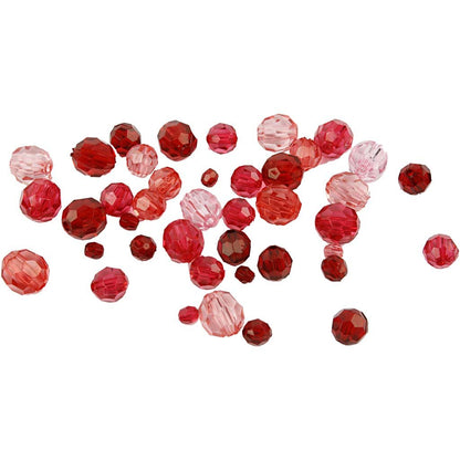 Creativ Company 618851 45-Piece Faceted Bead Mix, Red Harmony