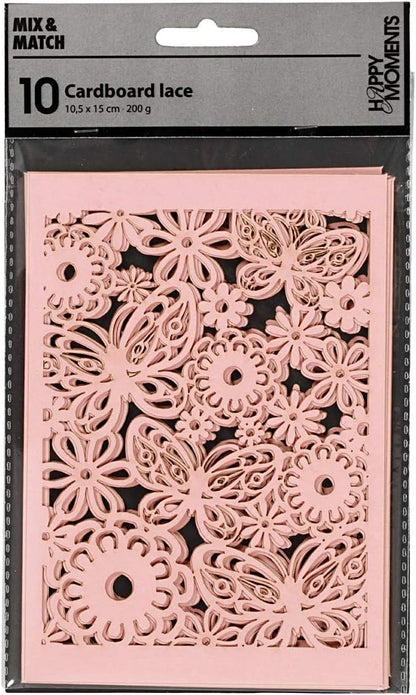 Karton Mit Spitze Blatt 105x15 Cm 200 G 10 Stck. Rosa
