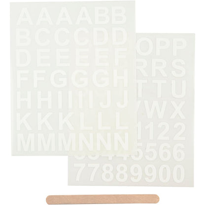 Creativ Company Rub-On Sticker Buchstaben und Zahlen Weiß, 2 Bögen