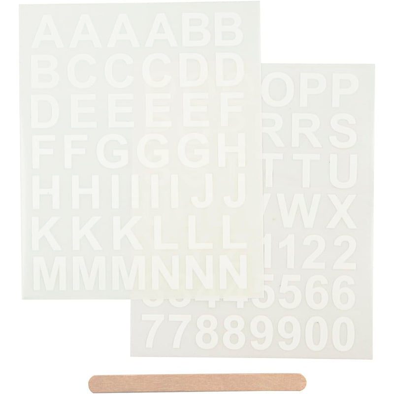 Creativ Company Rub-On Sticker Buchstaben und Zahlen Weiß, 2 Bögen