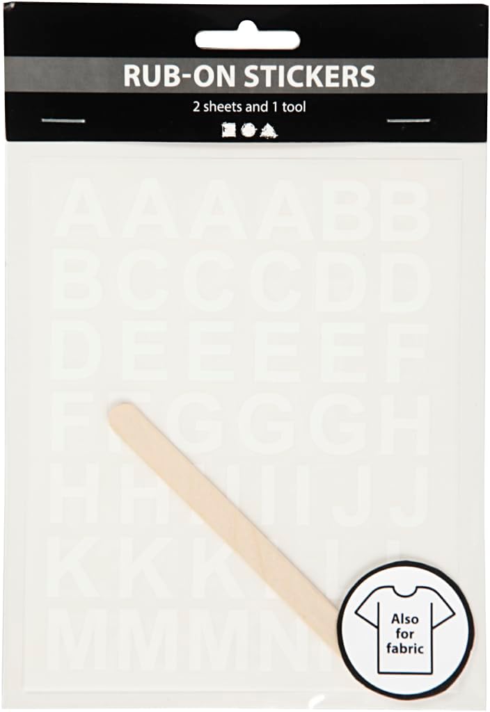 Creativ Company Rub-On Sticker Buchstaben und Zahlen Weiß, 2 Bögen